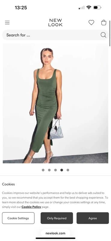 New Look New look midi green slinky dress size 14 ruched side slit