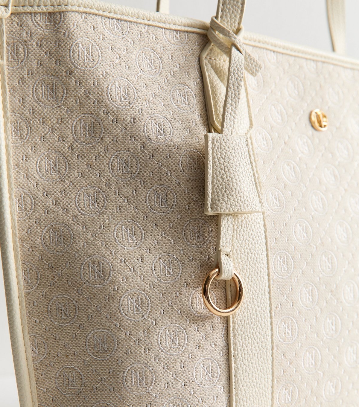 New Look Cream Logo Jacquard Canvas Tote Bag New Look - 3