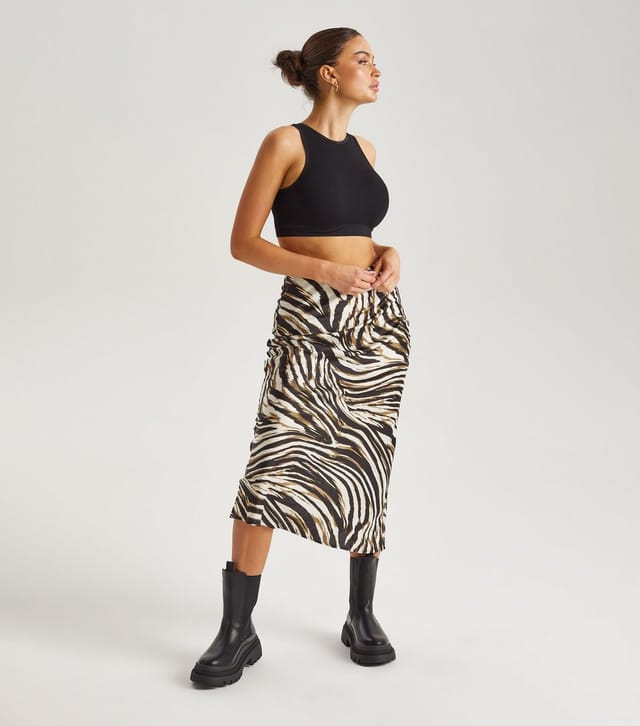 Urban Bliss Women's White Animal Print Bias Cut Midi Skirt Urban Bliss New Look - 3