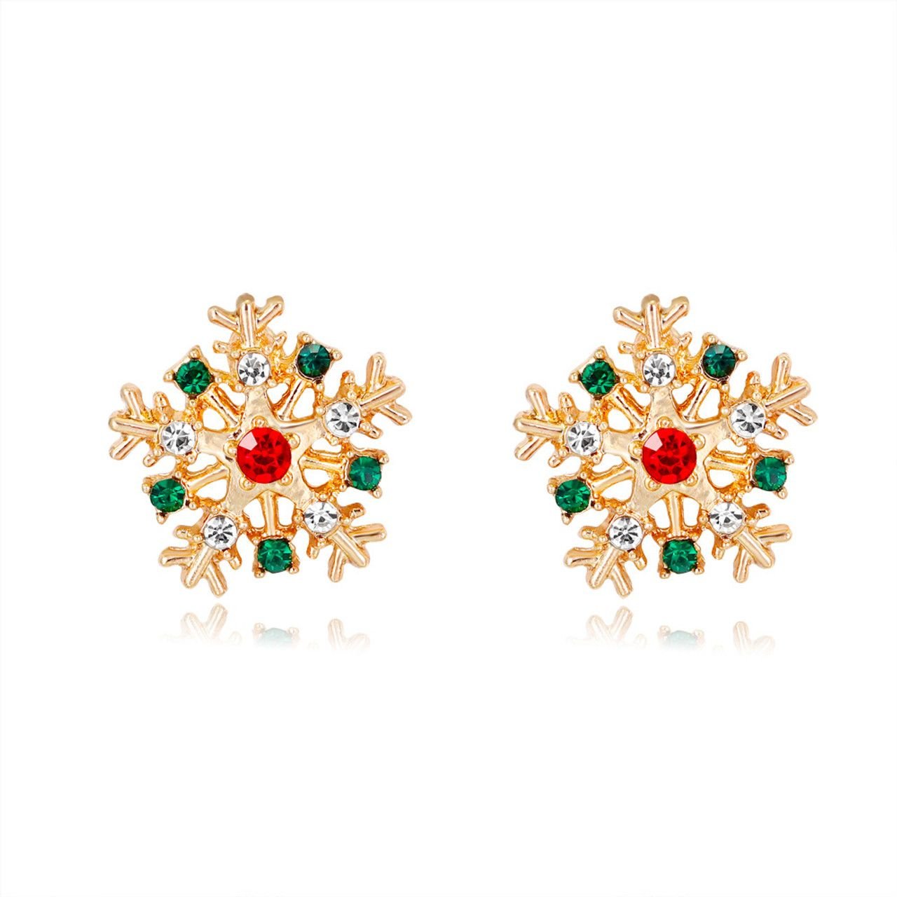 Lovii Lovii Women's Gold Snowflake Zircon Stud Earrings in Metallic Gold - 1
