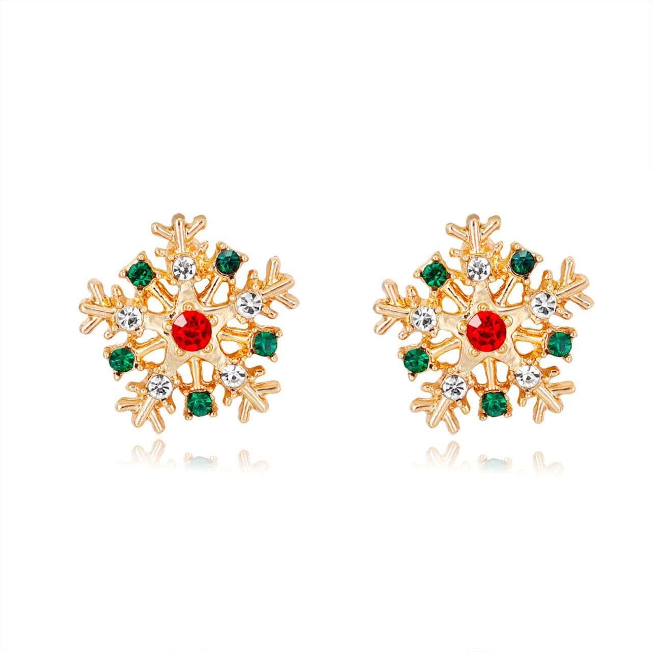 Lovii Lovii Women's Gold Snowflake Zircon Stud Earrings in Metallic Gold