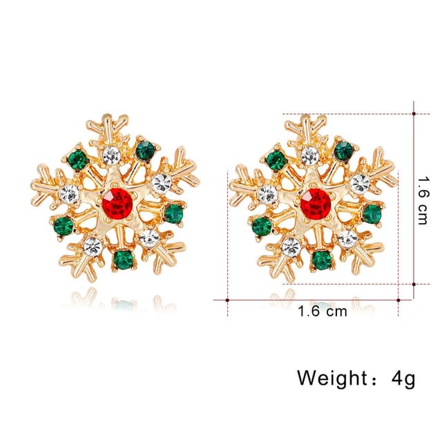 Lovii Lovii Women's Gold Snowflake Zircon Stud Earrings in Metallic Gold - 2