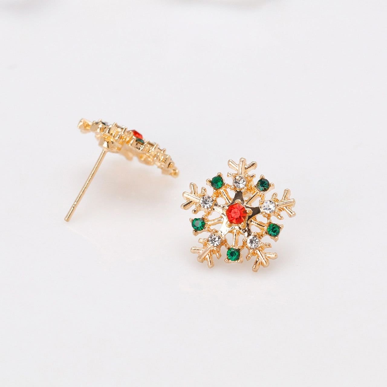 Lovii Lovii Women's Gold Snowflake Zircon Stud Earrings in Metallic Gold - 4