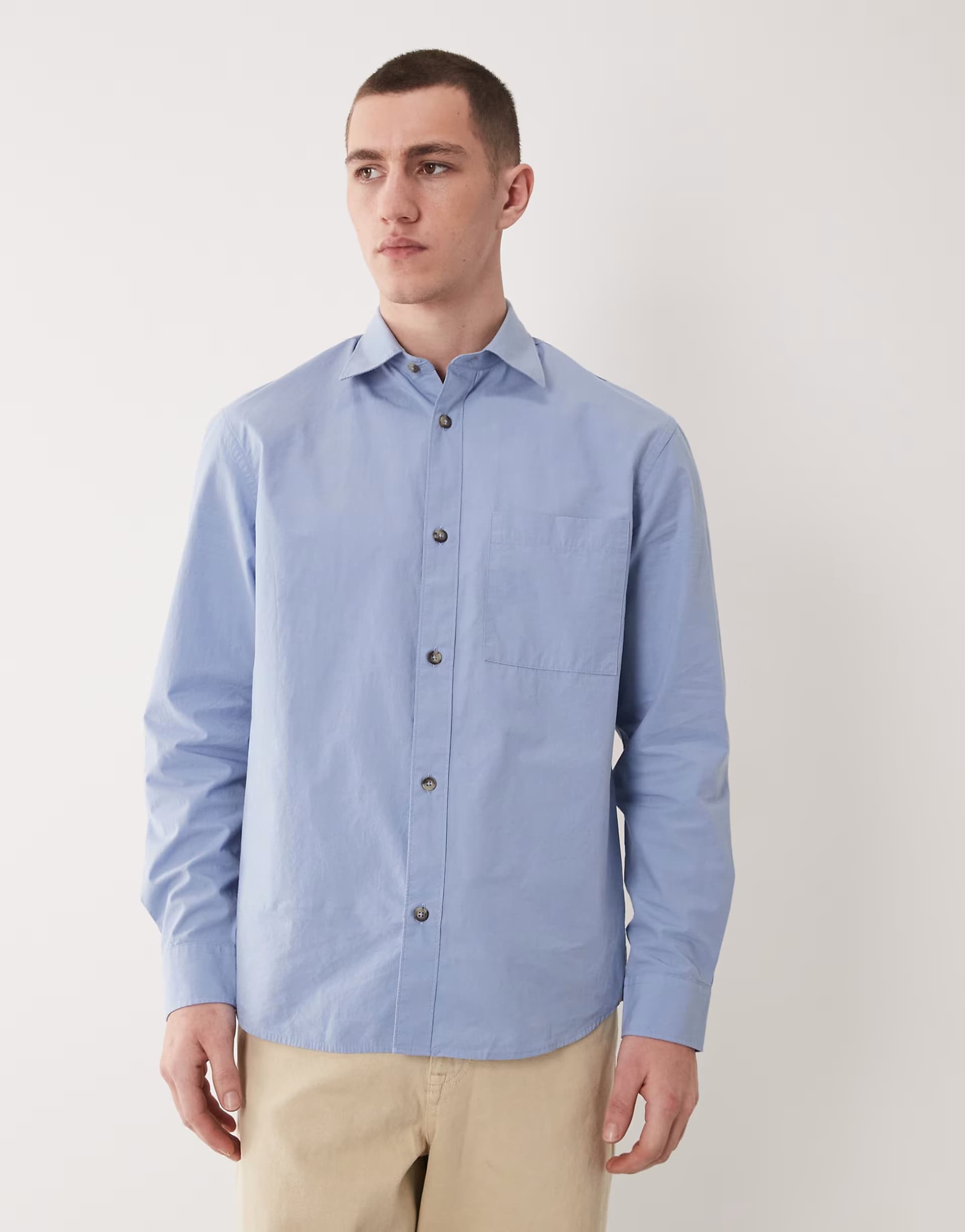 ASOS Mango 100% cotton relaxed fit shirt in blue