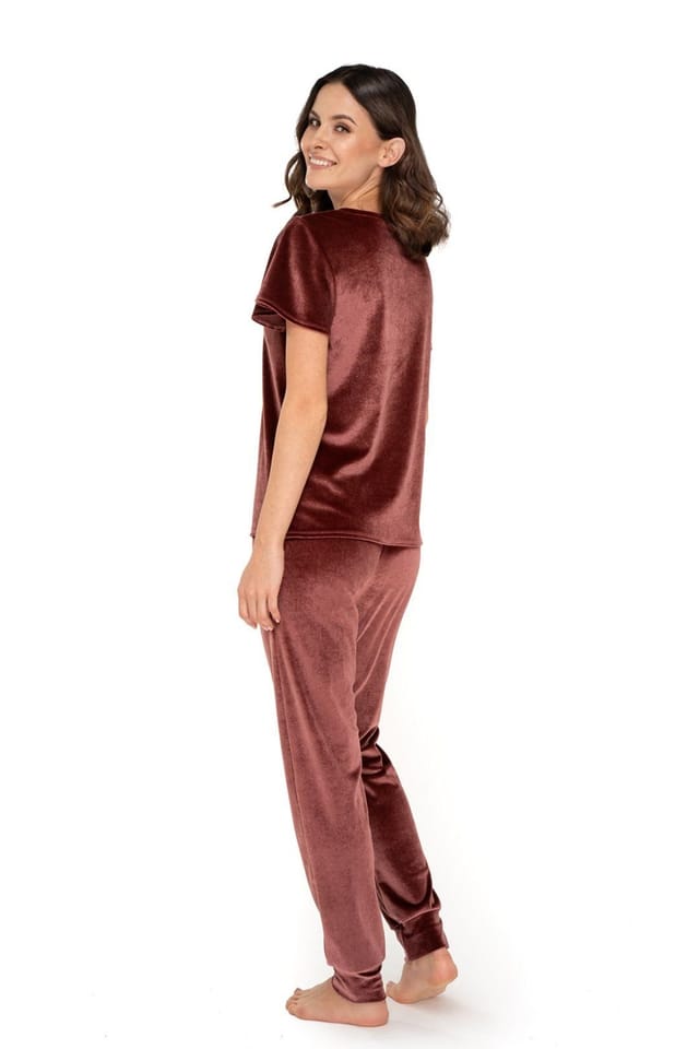 Love Lace Love Lace Women's Burgundy Velour Home Tracksuit Bow - 2