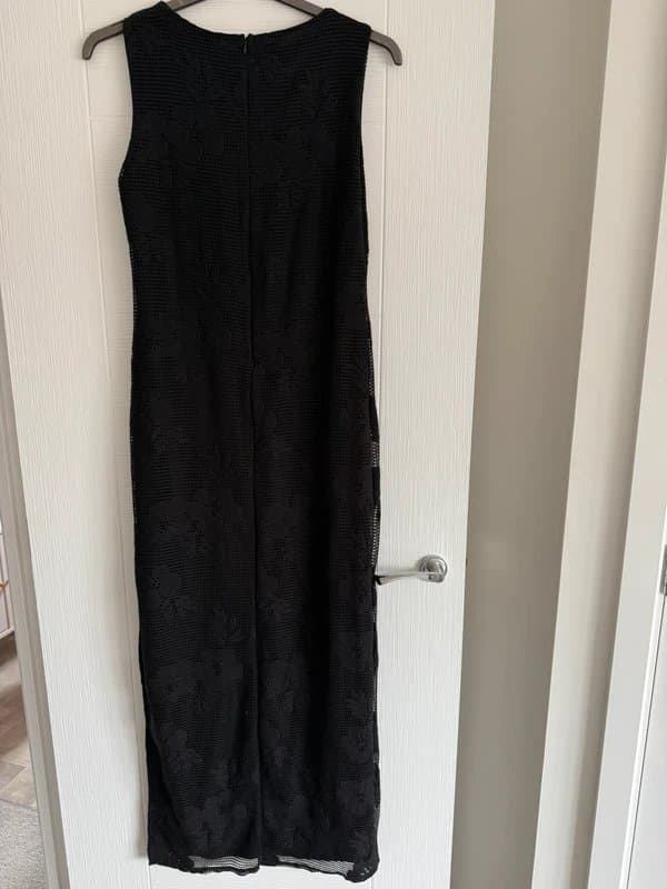 PLT PLT scoop neck black lace floral maxi dress