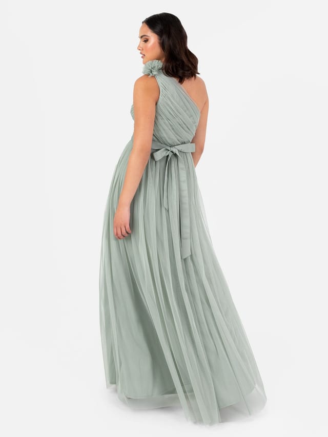 Anaya with Love Anaya with Love Women's One Ruffle Shoulder Maxi Dress in Green - 3