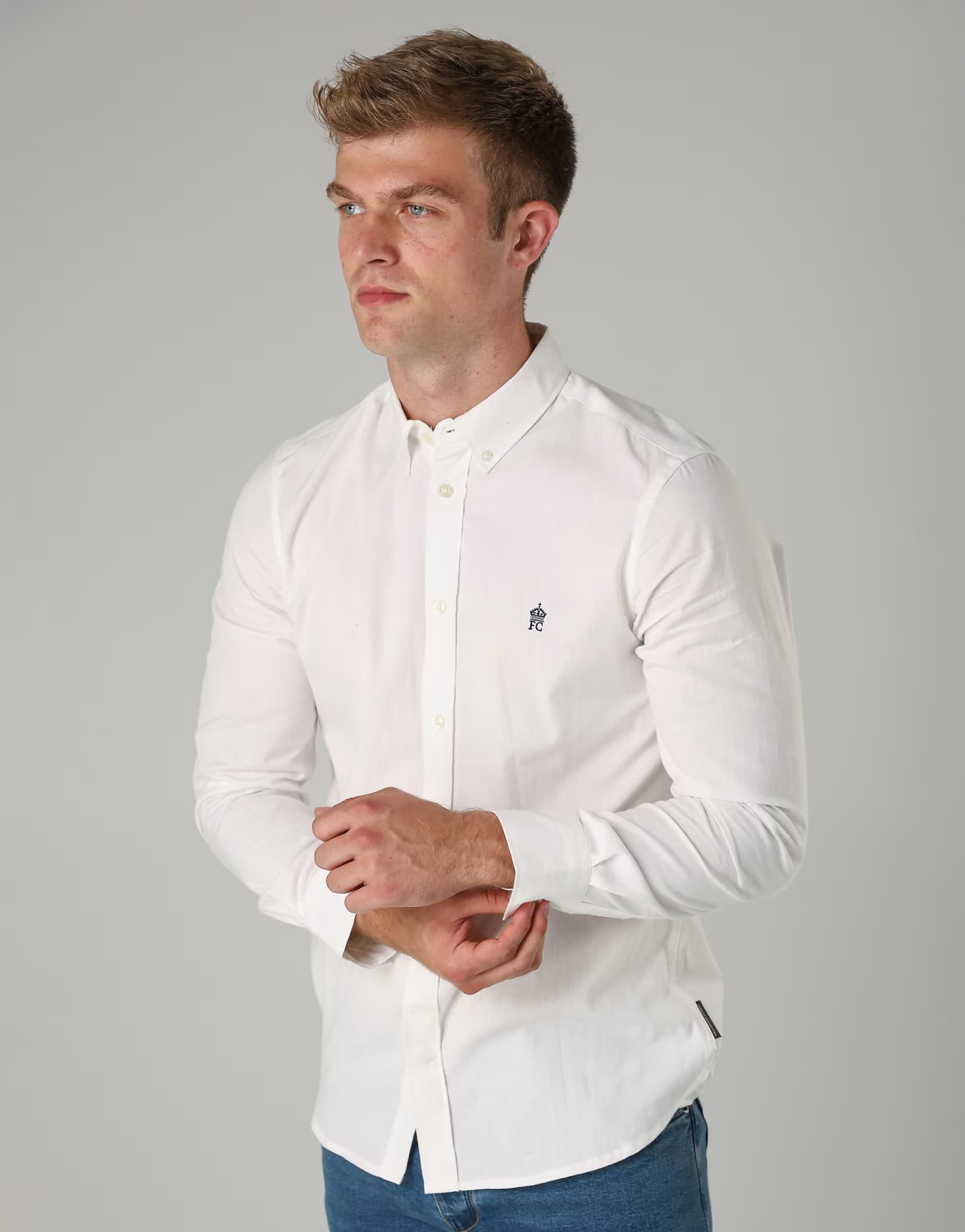 ASOS French Connection Cotton long sleeve oxford shirt in white