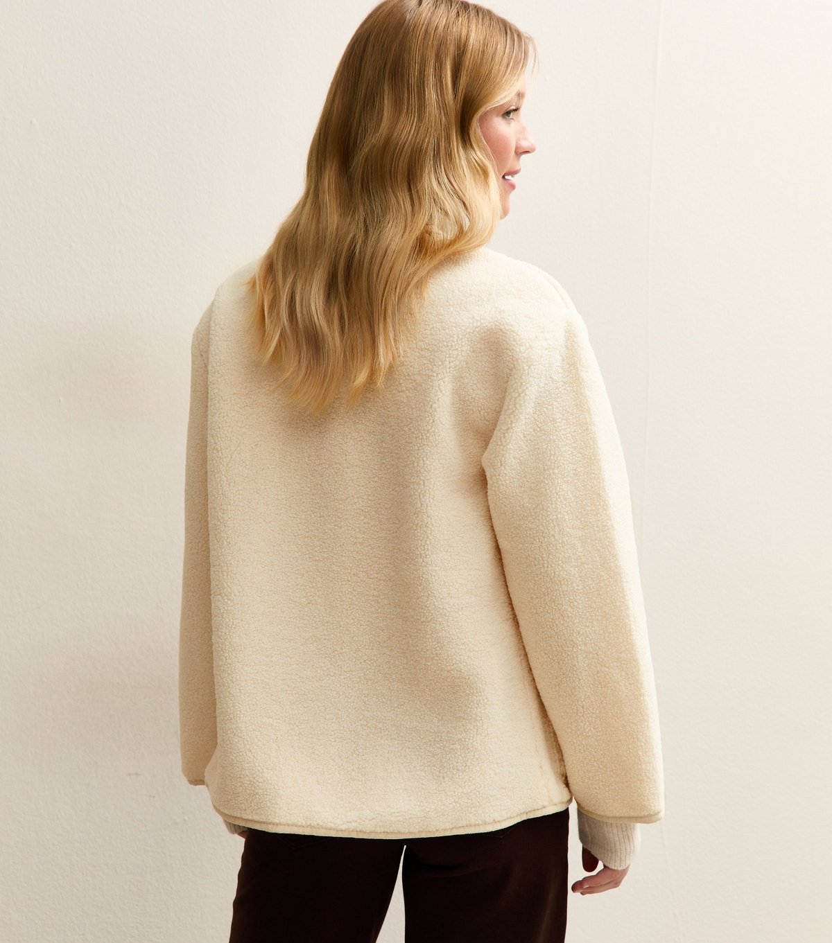 New Look Women's Cream Borg Button Through Jacket New Look - 4