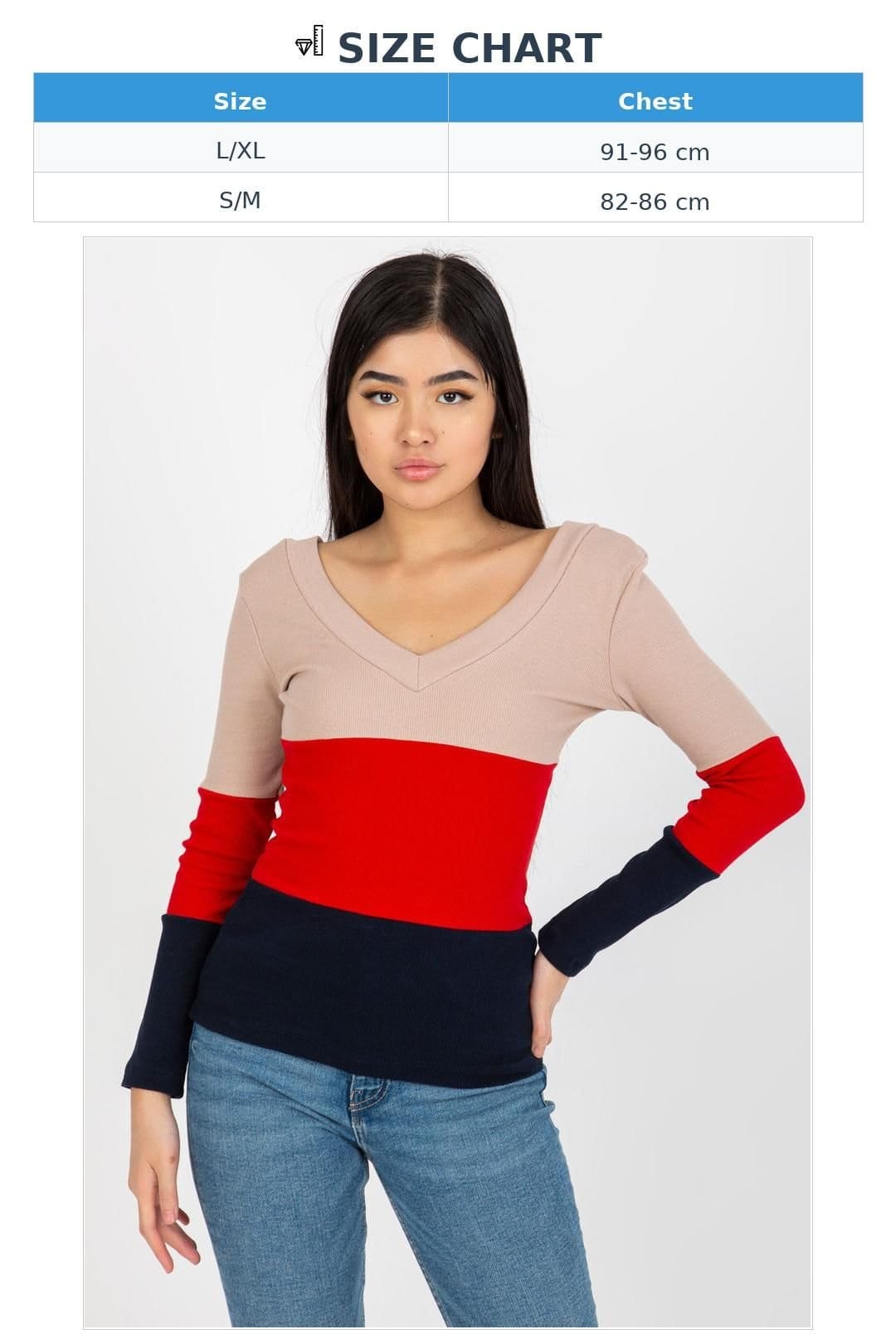 Love Lace Love Lace Women's Ribbed Long Sleeve Heart Neck Blouse in Navy - 4
