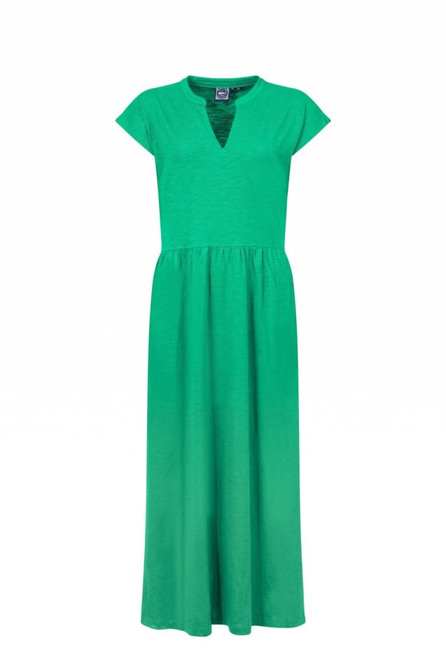 Weird Fish Weird Fish Women's Reed Plain Jersey Notch Neck Maxi dress in Bright Green - 2