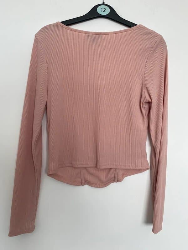 New Look New Look Dusty Pink Ribbed Corset Style Top