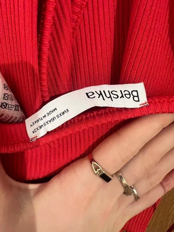 Bershka red v neck party top