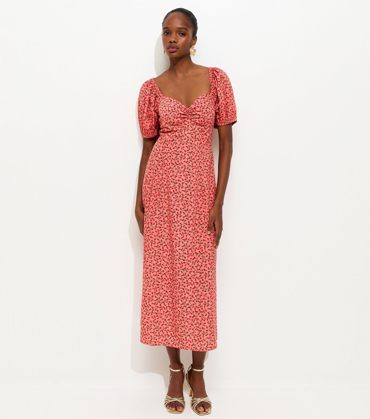 New Look Women's Pink Floral Print Crepe Midi Dress New Look - 2