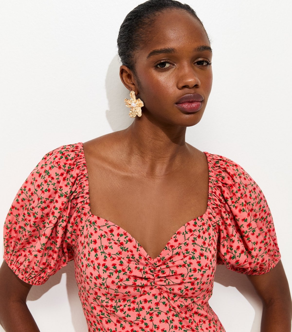 New Look Women's Pink Floral Print Crepe Midi Dress New Look - 3