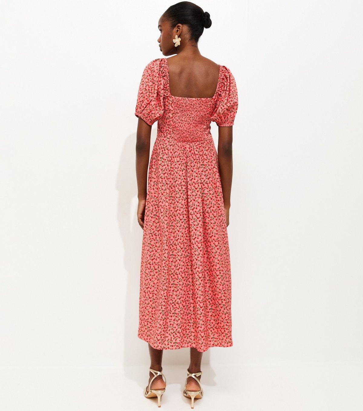 New Look Women's Pink Floral Print Crepe Midi Dress New Look - 4