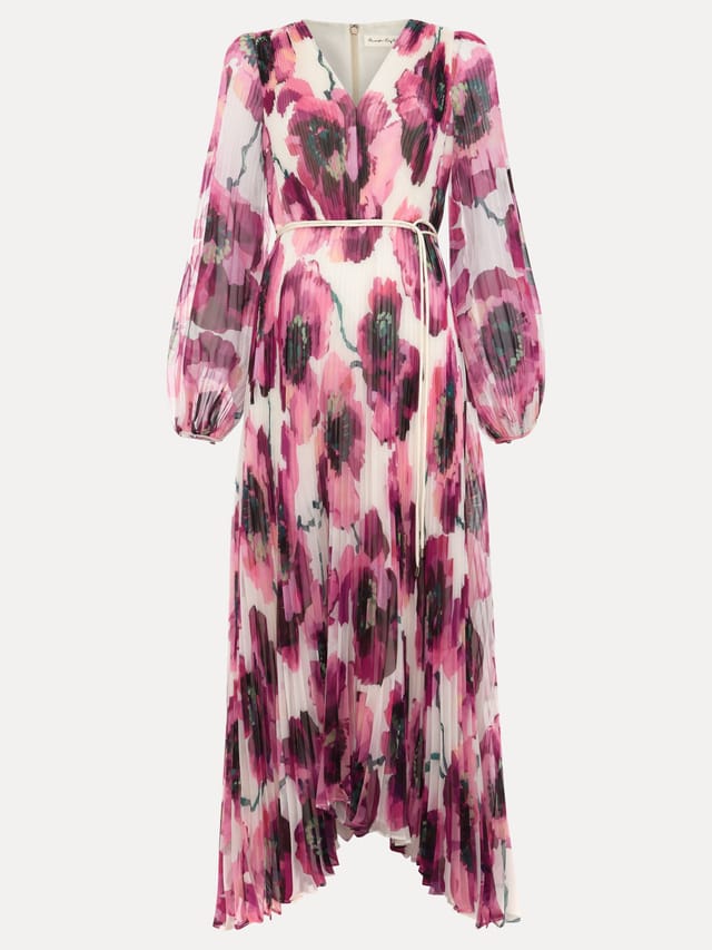 Phase Eight Phase Eight Women's Natalia Floral Pleated Maxi Dress in Fuchsia - 2