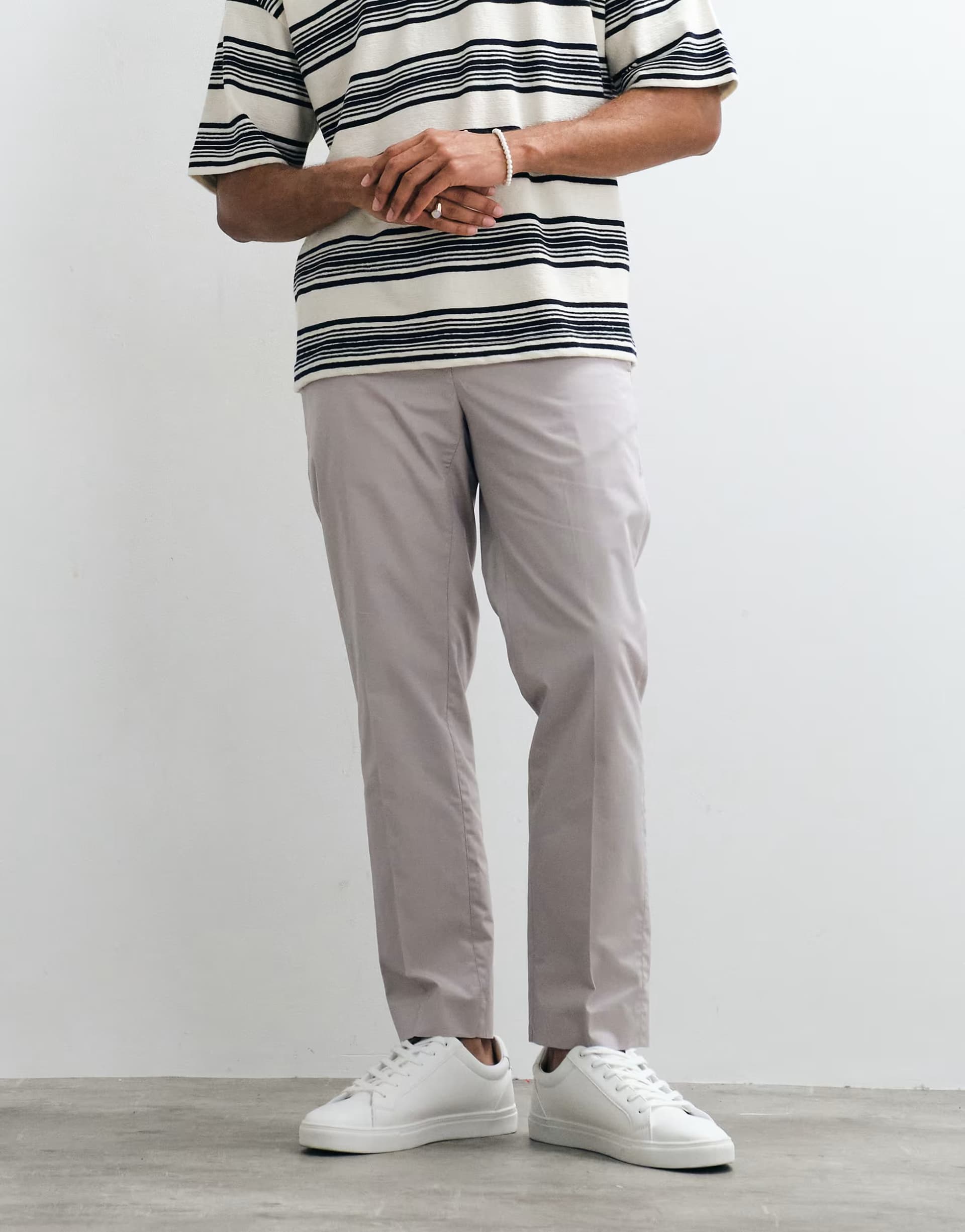 ASOS Mango cotton rich tailored trouser in stone