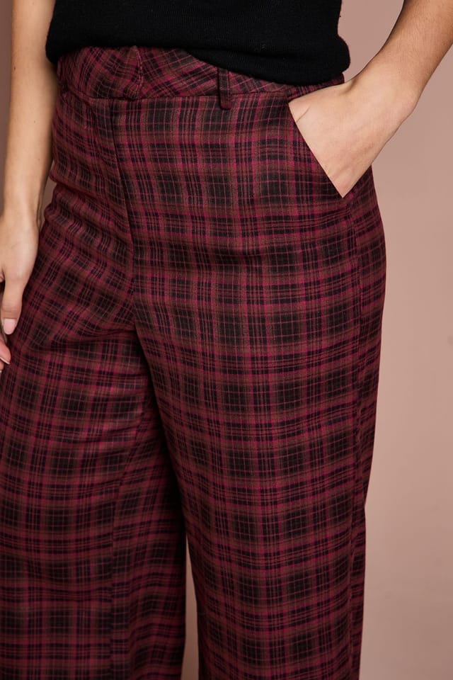 Coast Coast Women's Lisa Tan Premium Formal Check Trouser in Berry - 2