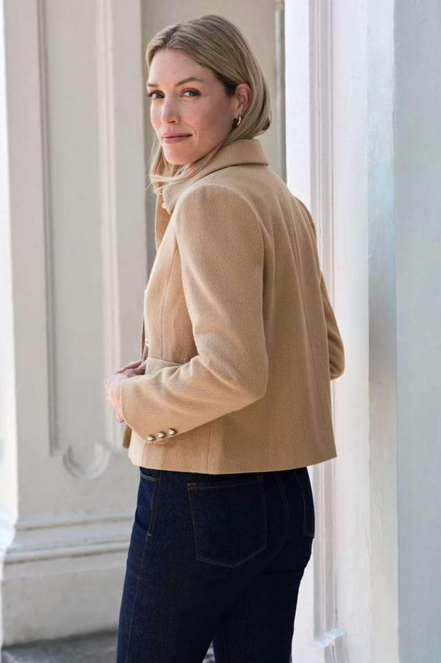 Pure Collection Pure Collection Women's Wool Blend Collar Jacket in Camel - 2