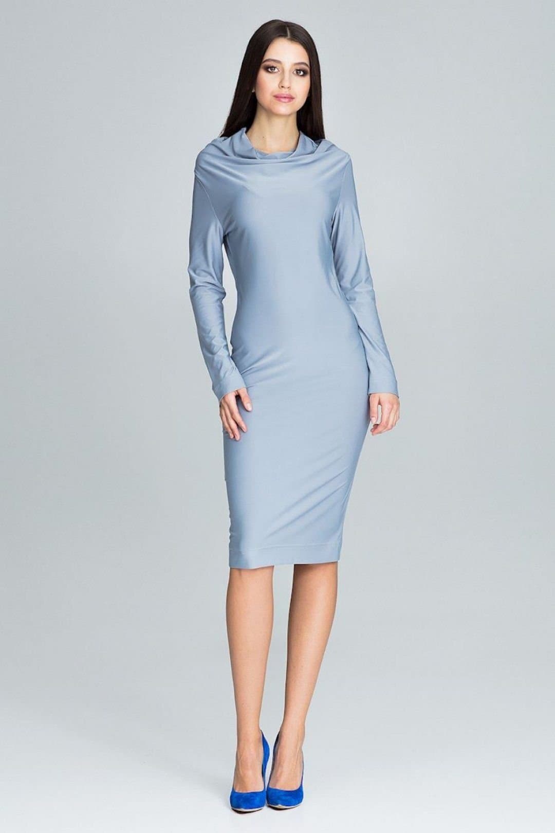 Love Lace Love Lace Women's Fitted Lightweight Long Sleeve Day Dress in Grey