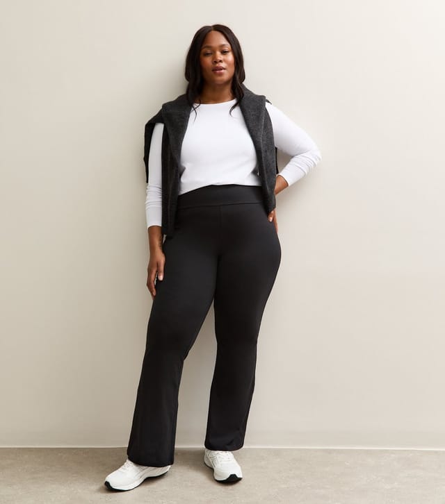 New Look Women's Plus Size Black Kick Flare Leggings Curves New Look - 3