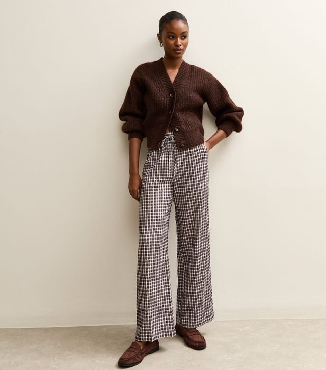 New Look Women's Cream Check Wide Leg Trousers New Look - 3