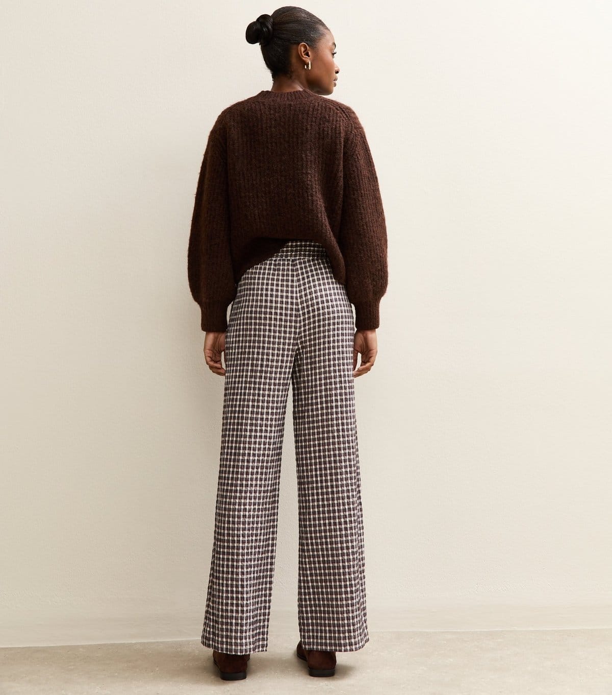 New Look Women's Cream Check Wide Leg Trousers New Look - 4