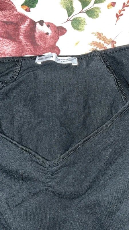 Bershka black ruched chest tee