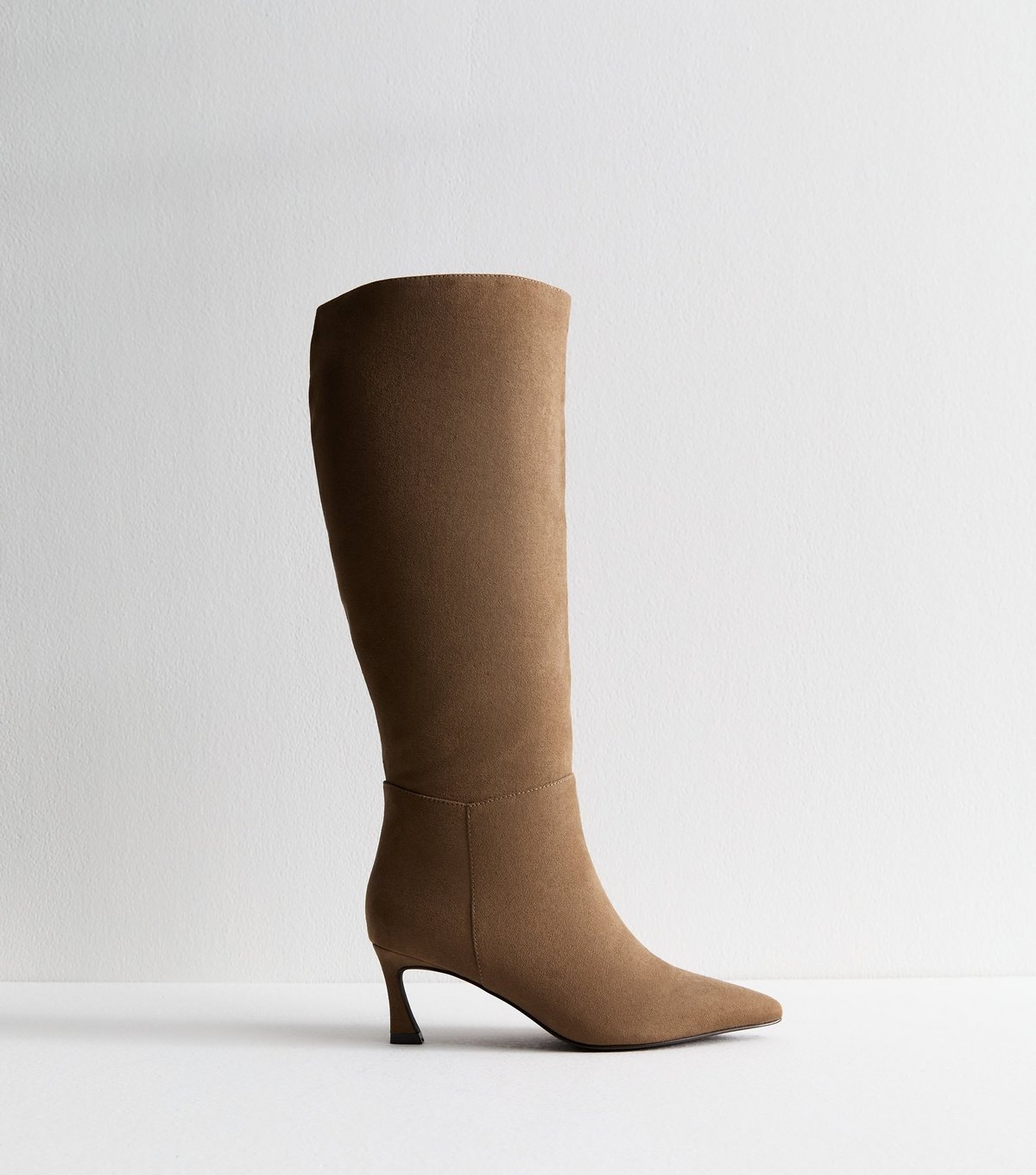 New Look Women's Camel Faux Suede Heeled Knee High Boots Vegan New Look - 2