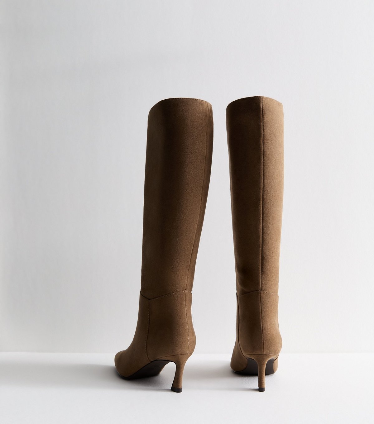New Look Women's Camel Faux Suede Heeled Knee High Boots Vegan New Look - 4