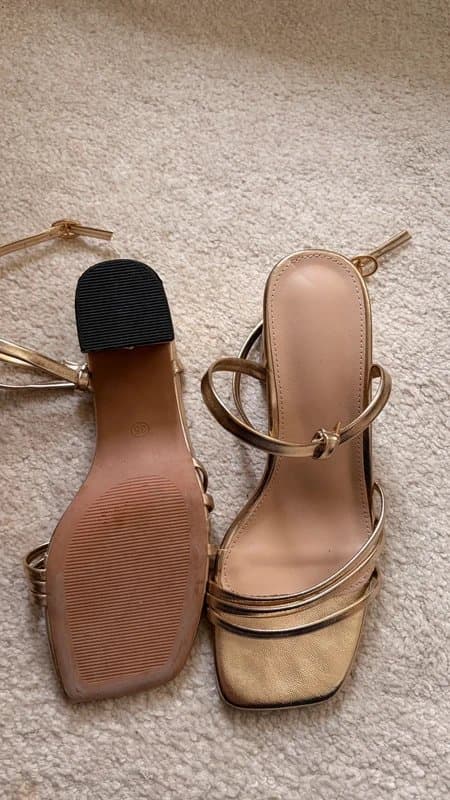 ASOS Design Asos Design gold strappy block kitten heels