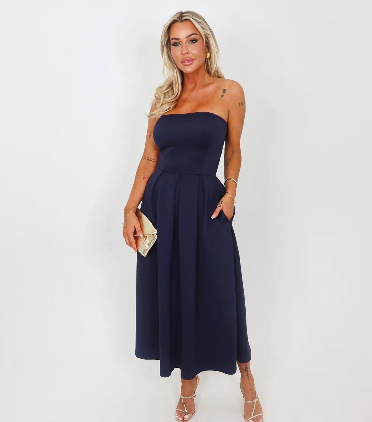 AX Paris Women's Navy Strapless Midi Dress AX Paris New Look