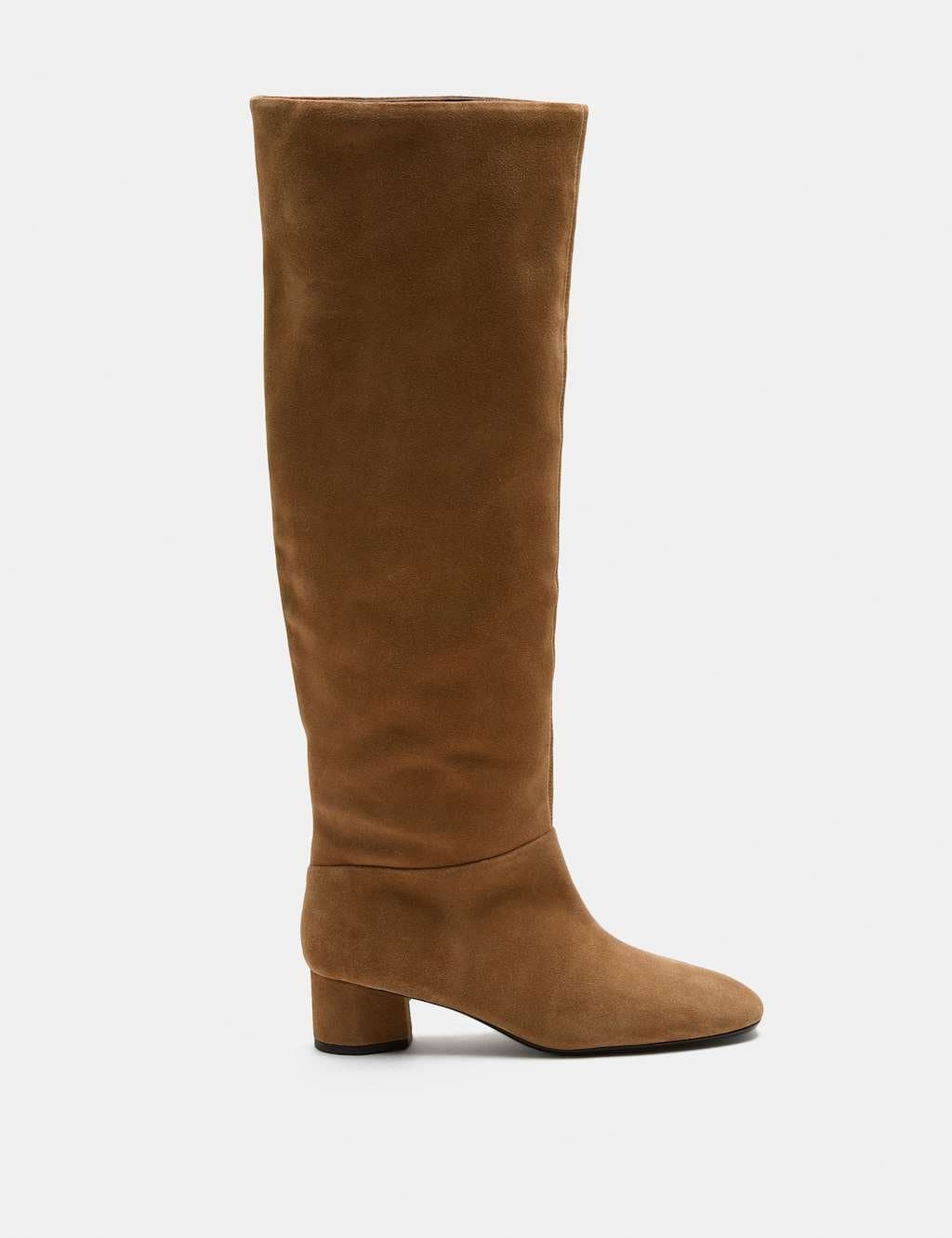 Marks & Spencer M&S Suede Block Heel Knee High Boots Tan