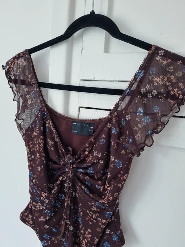 ASOS Design Asos floral brown bodysuit