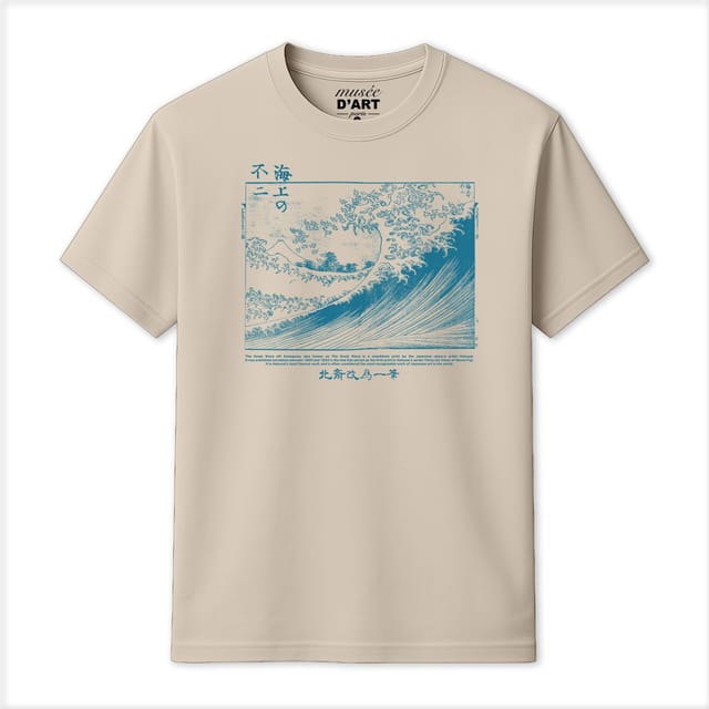 Musee DArt Musee D'Art Men's Hokusai - Great Wave T-Shirt in Ecru - 2