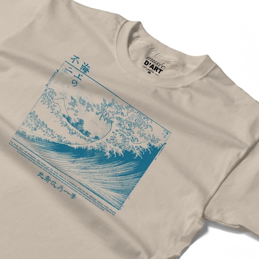 Musee DArt Musee D'Art Men's Hokusai - Great Wave T-Shirt in Ecru - 4