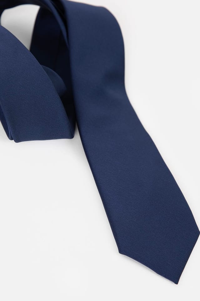 Maya Deluxe Maya Deluxe Men's Satin Tie Pocket Square Set in Navy - 2