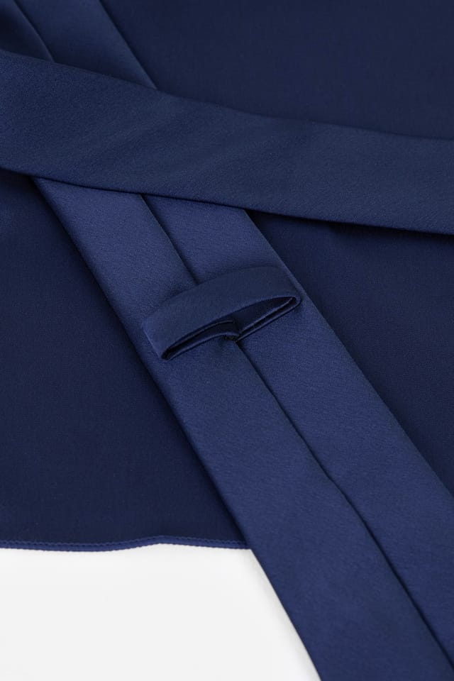 Maya Deluxe Maya Deluxe Men's Satin Tie Pocket Square Set in Navy - 3