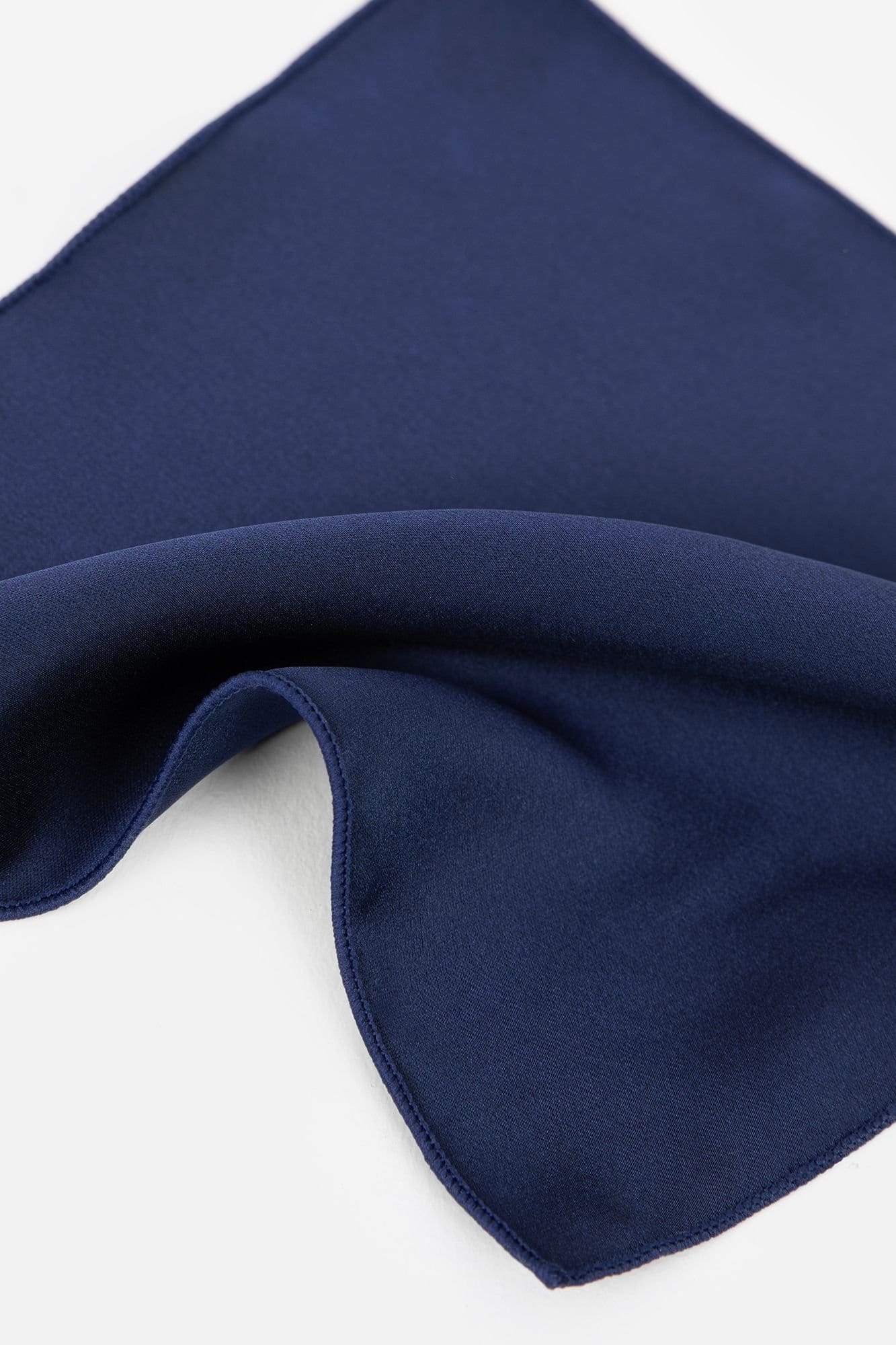 Maya Deluxe Maya Deluxe Men's Satin Tie Pocket Square Set in Navy - 4