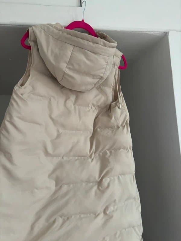 Zara Zara cream beige long puffer gilet sleeveless