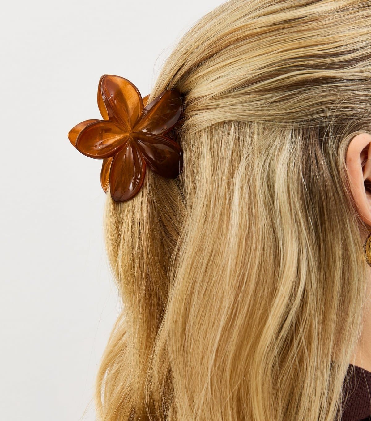New Look Burnt Orange Flower Hair Claw Clip New Look
