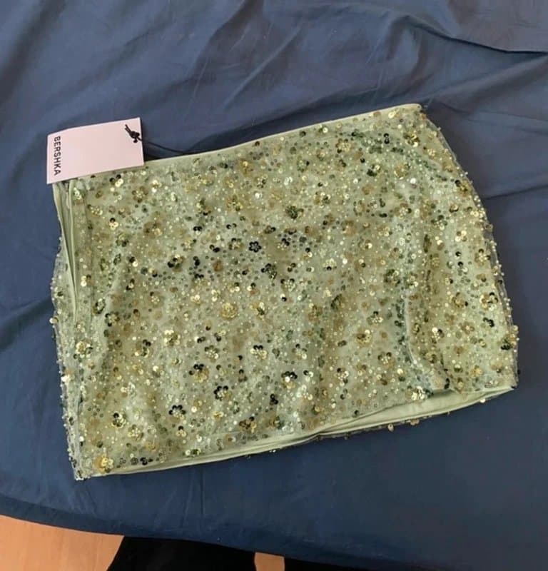 Bershka Bershka sequin green mini skirt