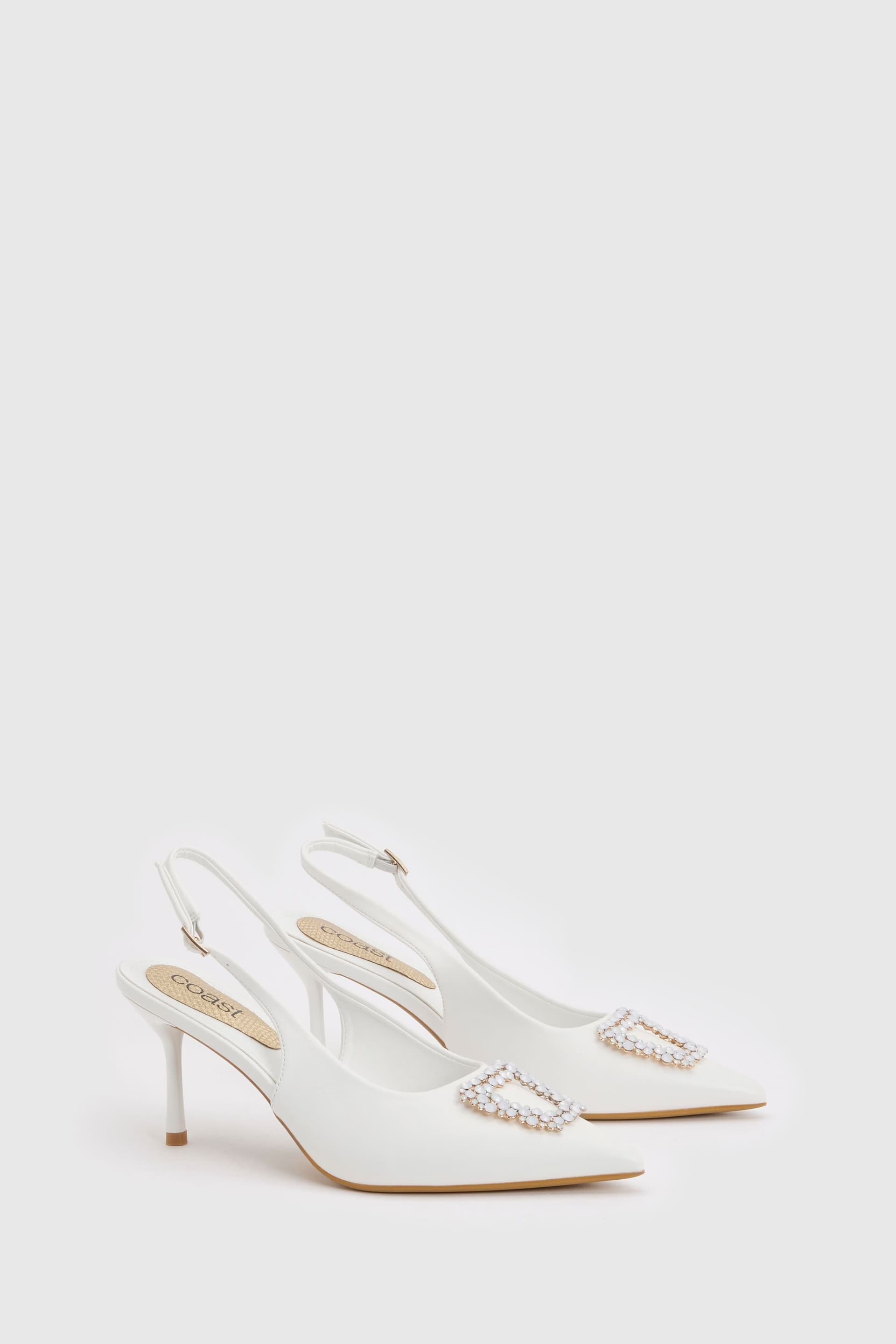 Coast Coast White Faux Leather Slingback Court Shoes