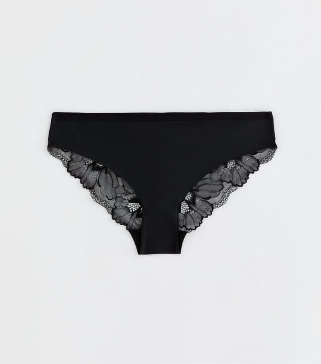 New Look Women's Black No Vpl Lace Back Brazilian Briefs New Look - 2
