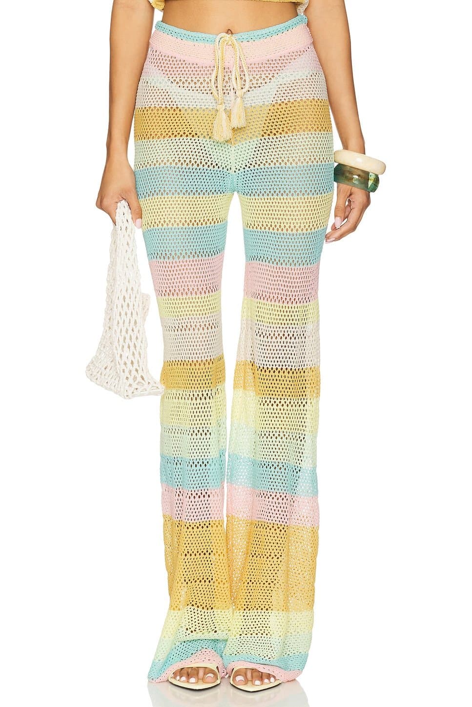 revolve Revolve Boho Multi-Colour Crocheted Wide-Leg Pants