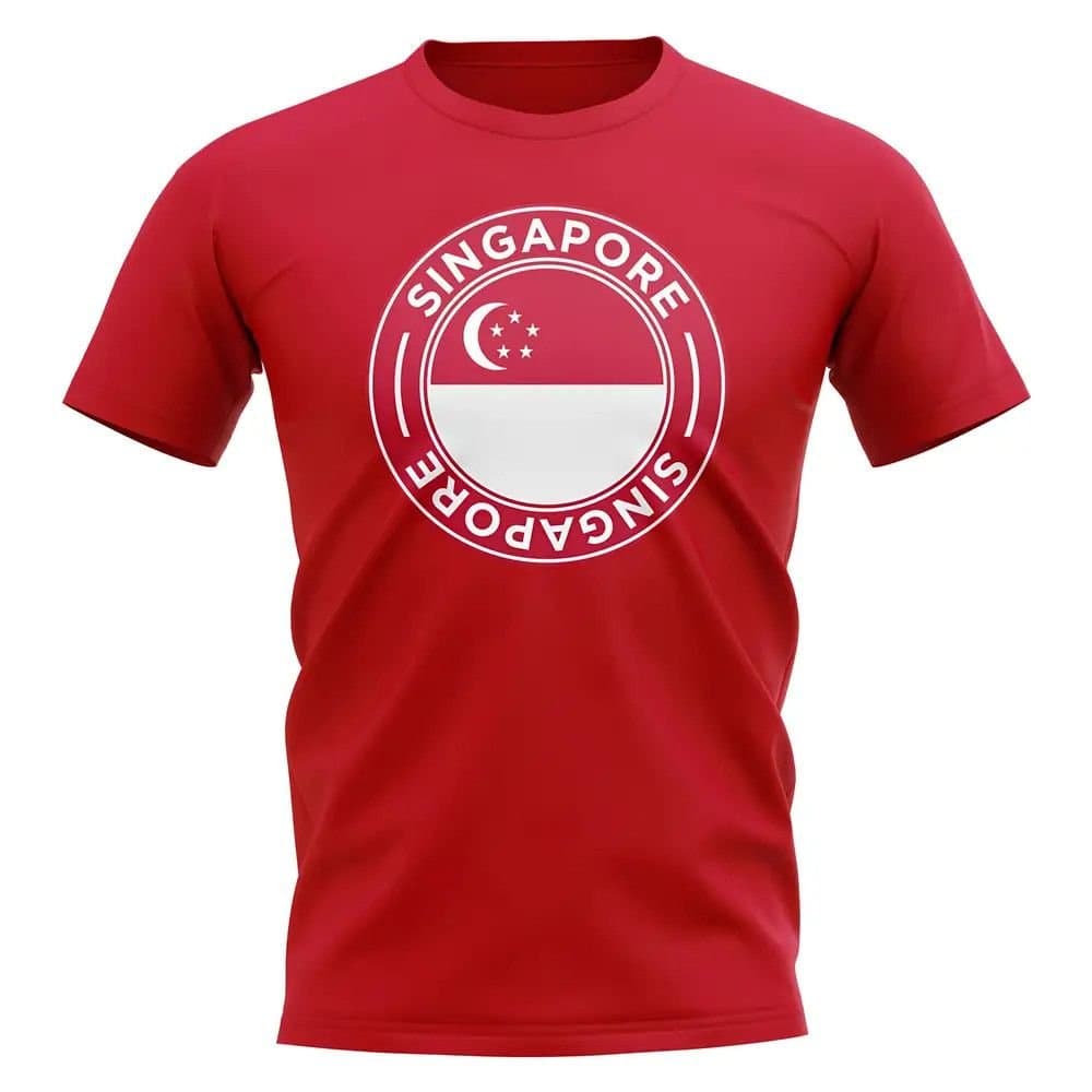 Singapore Singapore Men's Personalised Football Badge T-Shirt in Red