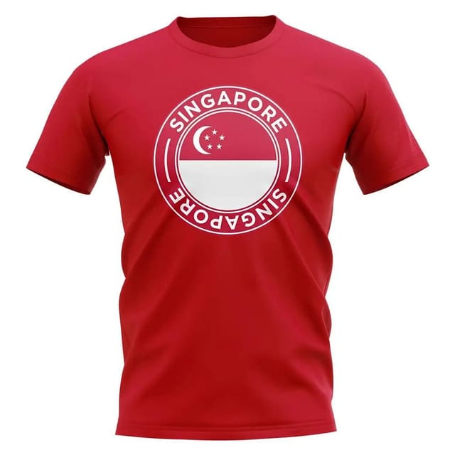 Singapore Singapore Men's Personalised Football Badge T-Shirt in Red - 2