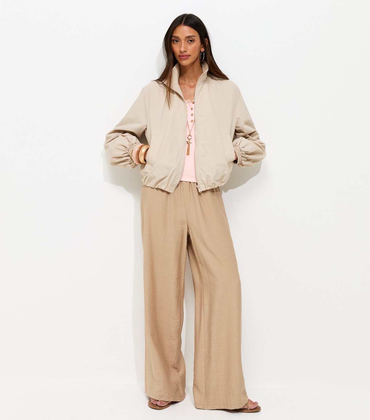 New Look Women's Light Pink Short Sleeve Ribbed Henley Tee New Look - 3