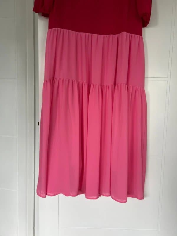 Never Fully Dressed Never Fully Dressed Chiffon Midi/Maxi Dress in Pink & Red Size 20